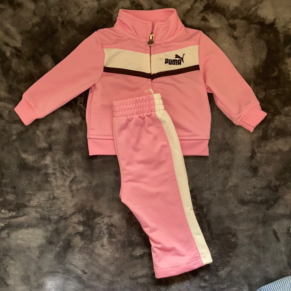Newborn pink puma track suit